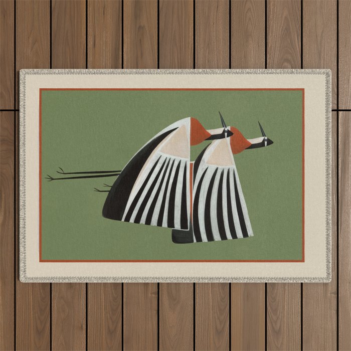 Striped Bird Pair Outdoor Rug Gallery Image 1