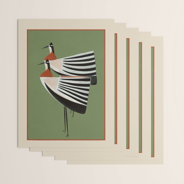 Striped Bird Pair Wrapping Paper Gallery Image 3