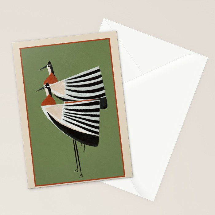 Striped Bird Pair Stationery Card Gallery Image 2