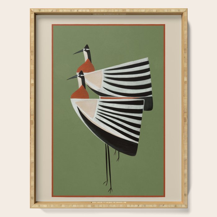 Striped Bird Pair Serving Tray Gallery Image 1