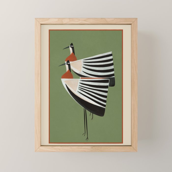 Striped Bird Pair Mini Art Print Gallery Image 1