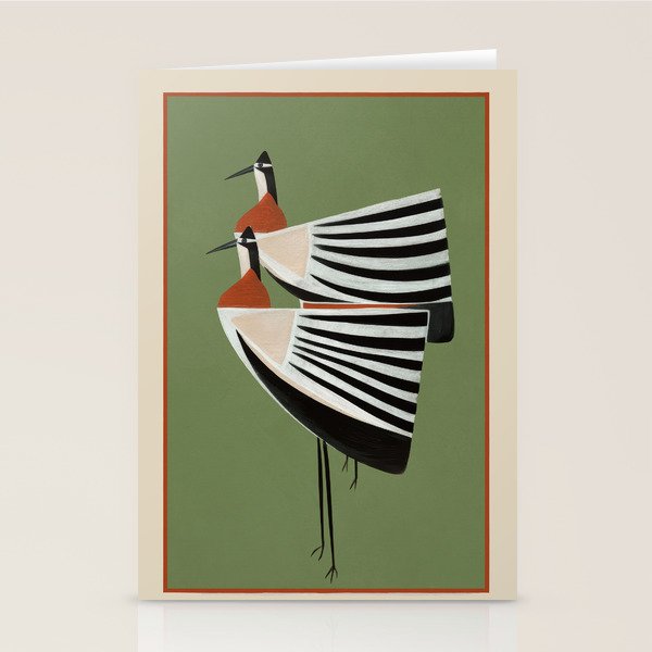 Striped Bird Pair Stationery Card Gallery Image 1