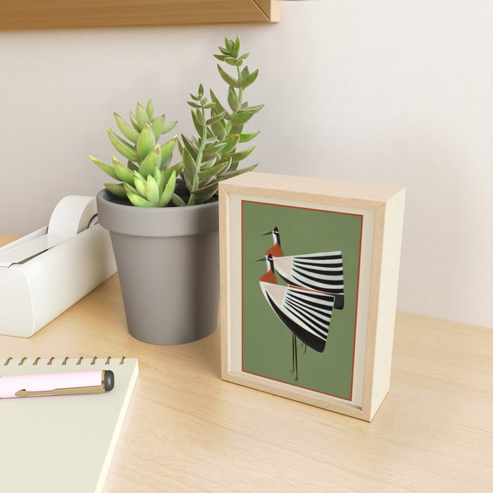 Striped Bird Pair Mini Art Print Gallery Image 2