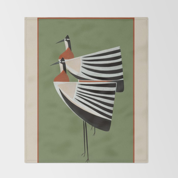 Striped Bird Pair Throw Blanket Gallery Image 2