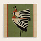 Striped Bird Pair Wood Wall Art Gallery Image 1