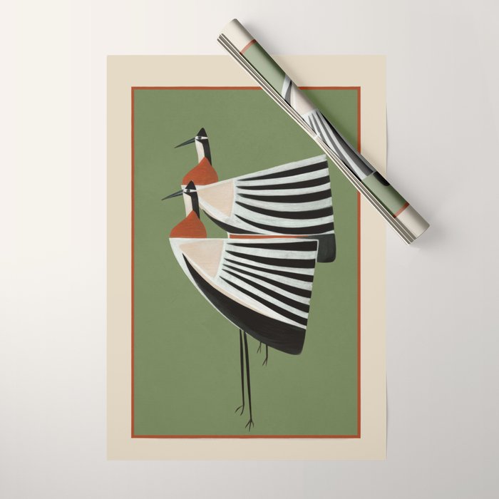 Striped Bird Pair Wrapping Paper Gallery Image 1