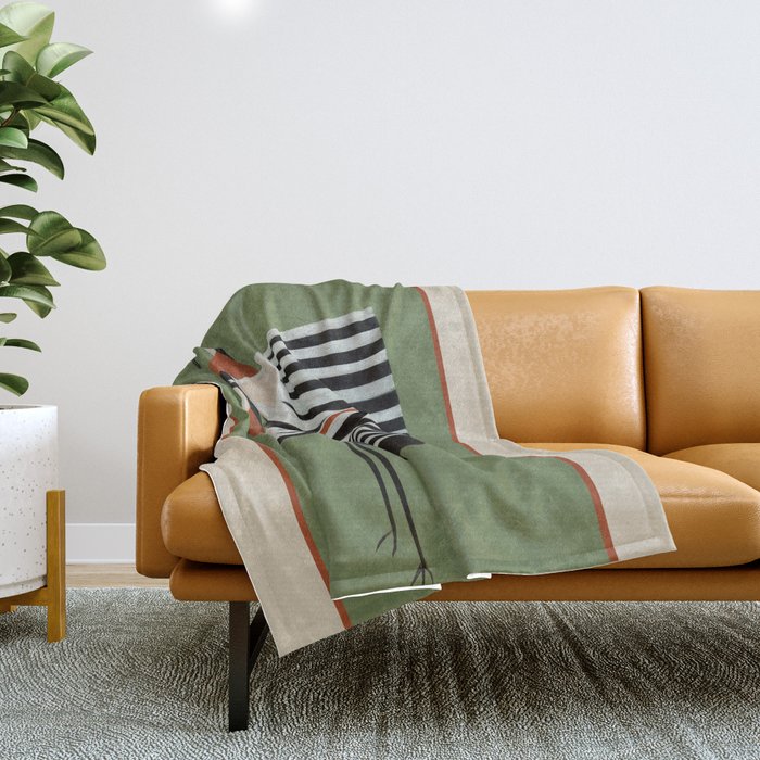 Striped Bird Pair Throw Blanket Gallery Image 1
