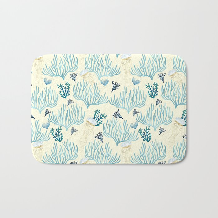 Jellyfish and Coral-Yellow Bath Mat Gallery Image 1