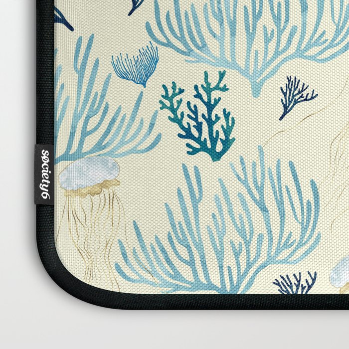Jellyfish and Coral-Yellow Laptop Sleeve Gallery Image 3