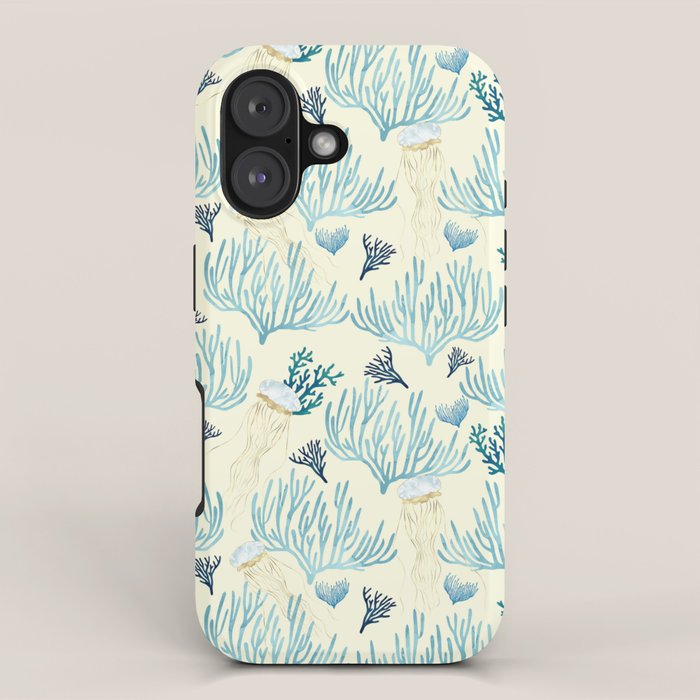 Jellyfish and Coral-Yellow iPhone Case Gallery Image 1