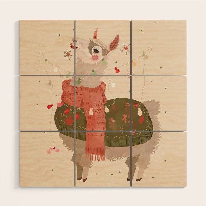 Holiday Llama Joy ll Wood Wall Art Gallery Image 1