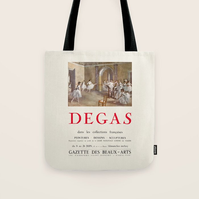 Edgar Degas Vintage Exhibition Poster, 1955 Tote Bag Gallery Image 1