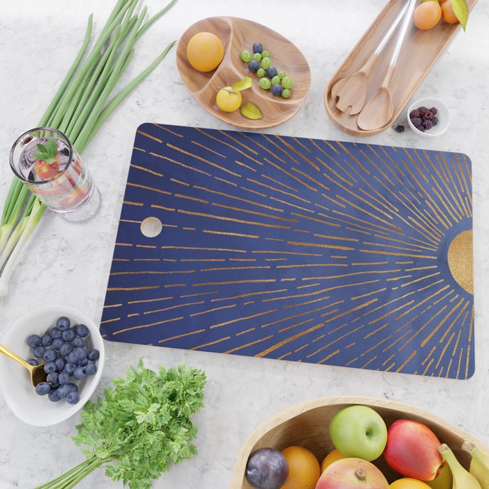 Twilight Blue and Metallic Gold Sunrise Cutting Board Gallery Image 2