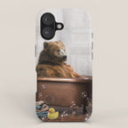 Bear with Rubber Ducky in Vintage Bathtub iPhone Case Gallery Image 1