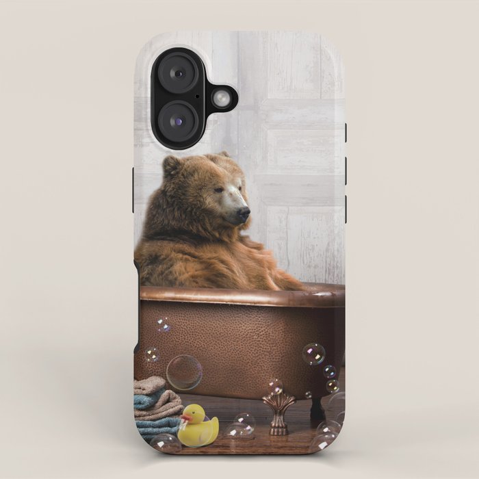 Bear with Rubber Ducky in Vintage Bathtub iPhone Case Gallery Image 1