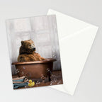 Bear with Rubber Ducky in Vintage Bathtub Stationery Card Gallery Image 2