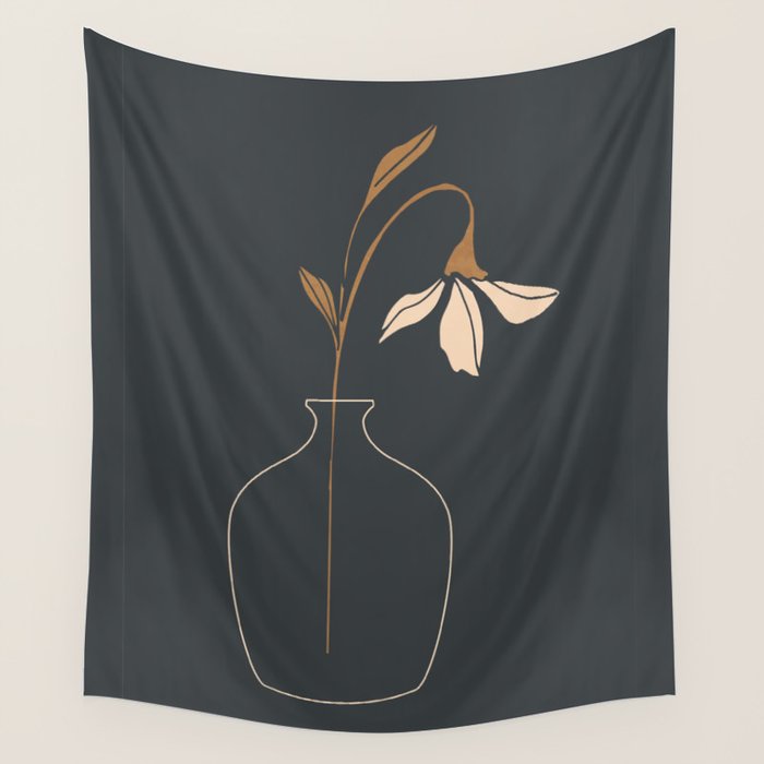 Minimal Abstract Art Vase Flower 6 Wall Tapestry Gallery Image 4