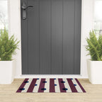 Burgundy Stripes and Navy Dots Modern Pattern Welcome Mat Gallery Image 3