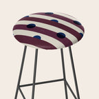 Burgundy Stripes and Navy Dots Modern Pattern Stool Gallery Image 2