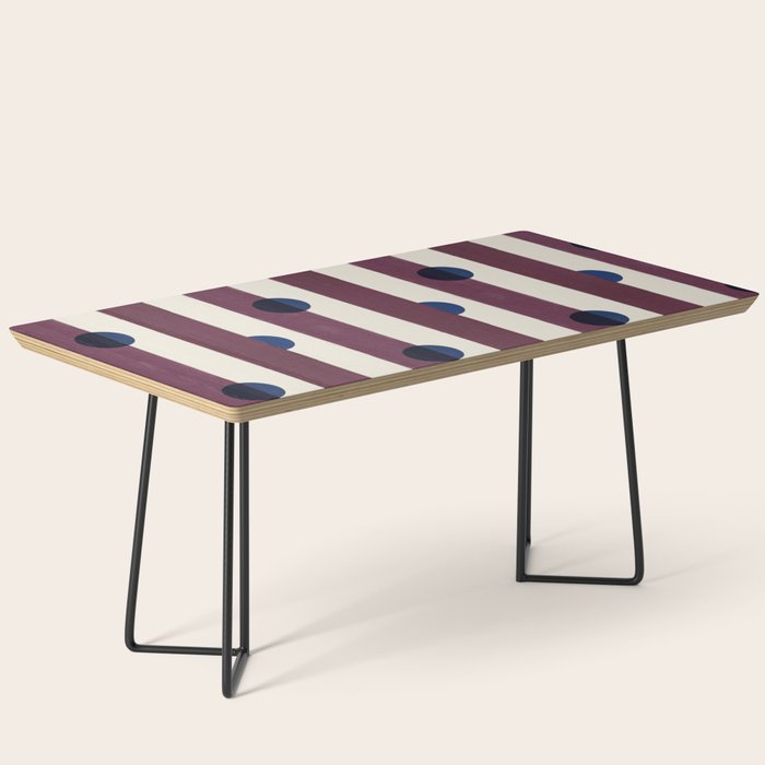 Burgundy Stripes and Navy Dots Modern Pattern Coffee Table Gallery Image 1