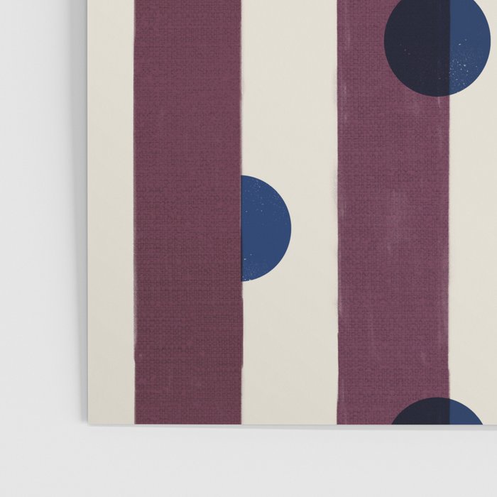 Burgundy Stripes and Navy Dots Modern Pattern Poster Gallery Image 3