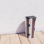 Burgundy Stripes and Navy Dots Modern Pattern Travel Mug Gallery Image 4