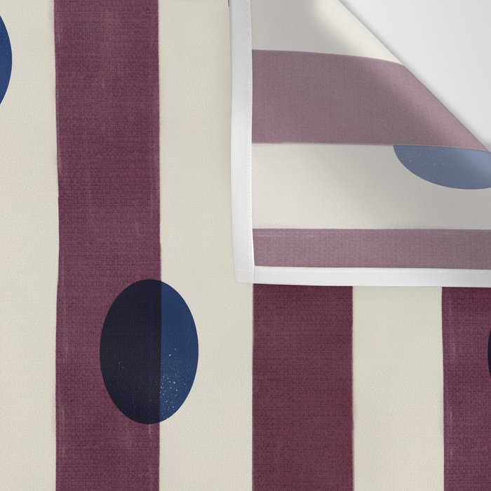 Burgundy Stripes and Navy Dots Modern Pattern Wall Tapestry Gallery Image 3