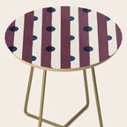 Burgundy Stripes and Navy Dots Modern Pattern Side Table Gallery Image 2