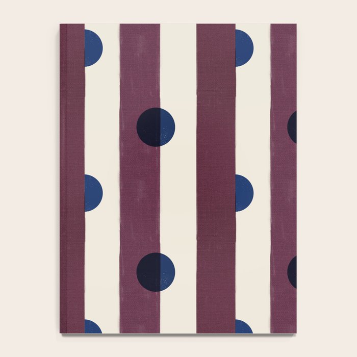 Burgundy Stripes and Navy Dots Modern Pattern Notebook Gallery Image 4