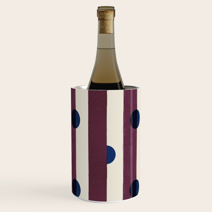 Burgundy Stripes and Navy Dots Modern Pattern Wine Chiller Gallery Image 2