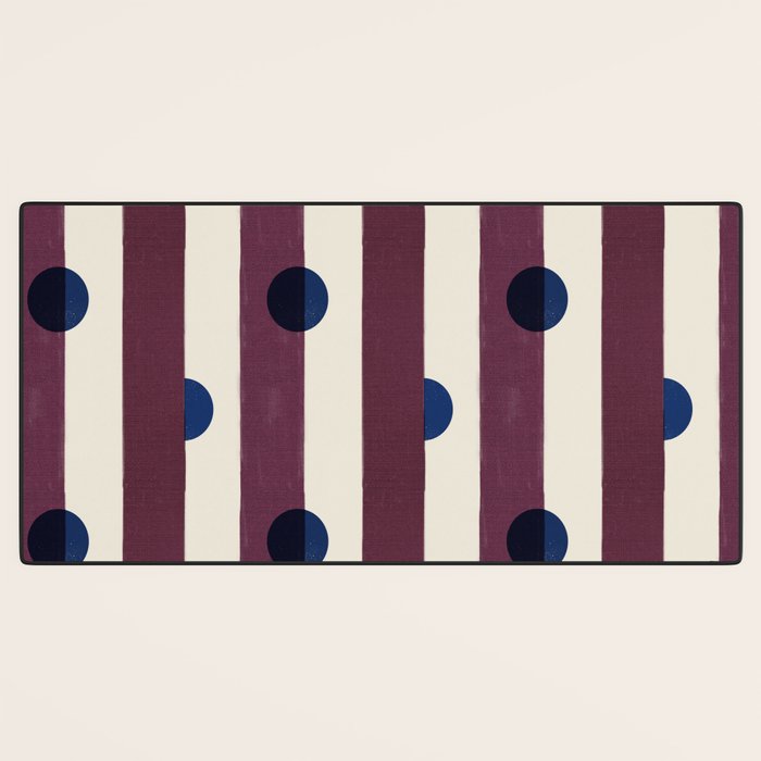 Burgundy Stripes and Navy Dots Modern Pattern Desk Mat Gallery Image 3