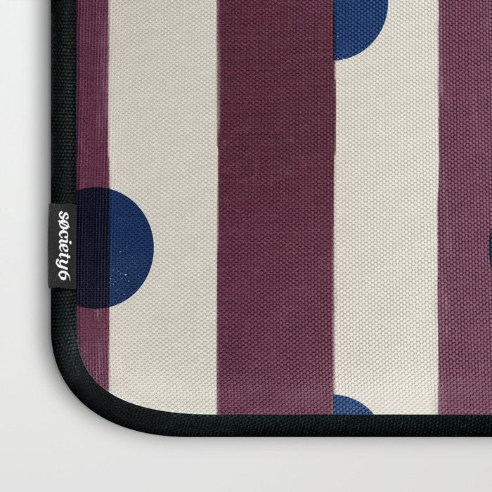 Burgundy Stripes and Navy Dots Modern Pattern Laptop Sleeve Gallery Image 3
