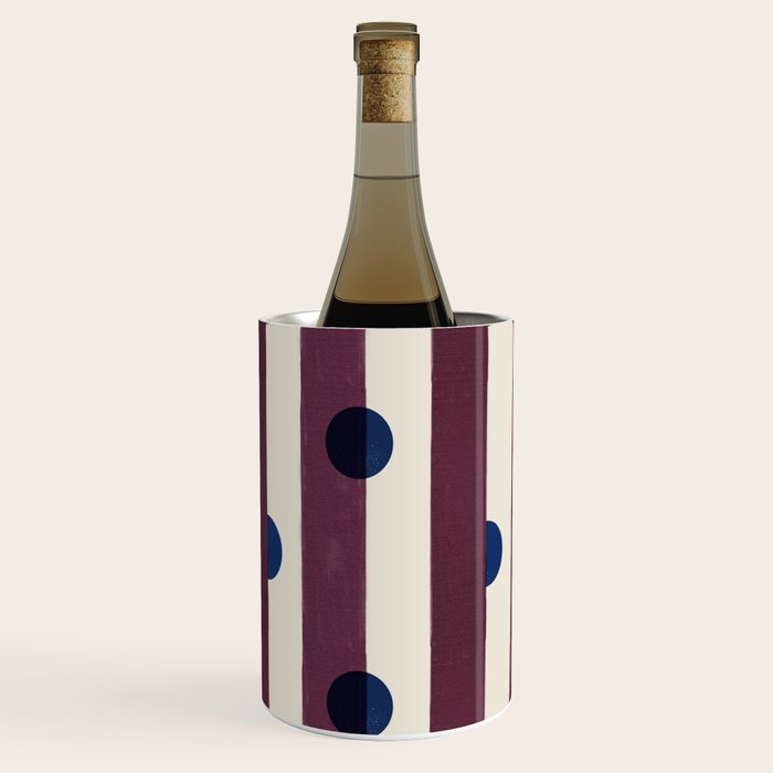 Burgundy Stripes and Navy Dots Modern Pattern Wine Chiller Gallery Image 3
