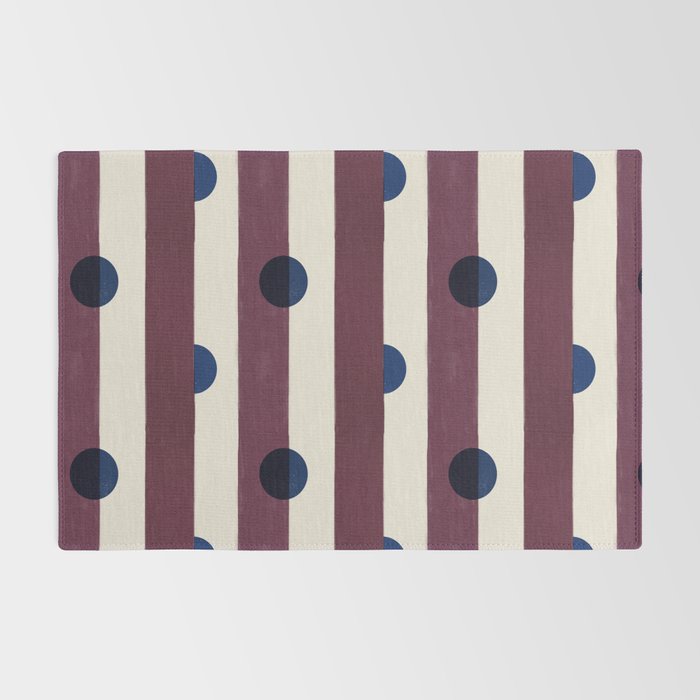 Burgundy Stripes and Navy Dots Modern Pattern Rug Gallery Image 2