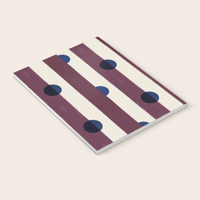 Burgundy Stripes and Navy Dots Modern Pattern Notebook Gallery Image 3