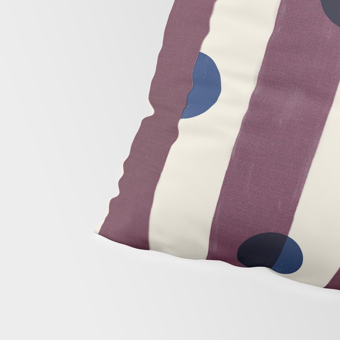 Burgundy Stripes and Navy Dots Modern Pattern Pillow Sham Gallery Image 4
