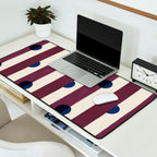 Burgundy Stripes and Navy Dots Modern Pattern Desk Mat Gallery Image 2