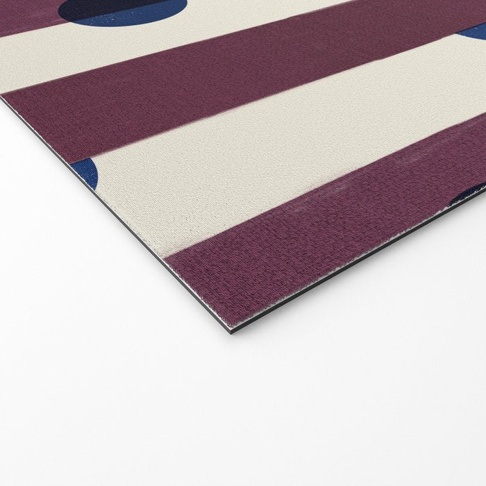 Burgundy Stripes and Navy Dots Modern Pattern Welcome Mat Gallery Image 2