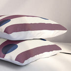 Burgundy Stripes and Navy Dots Modern Pattern Pillow Sham Gallery Image 3