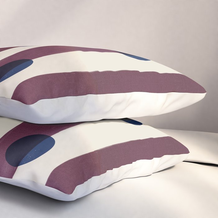 Burgundy Stripes and Navy Dots Modern Pattern Pillow Sham Gallery Image 3