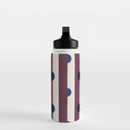 Burgundy Stripes and Navy Dots Modern Pattern Water Bottle Gallery Image 3