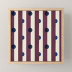Burgundy Stripes and Navy Dots Modern Pattern Mini Art Print Gallery Image 1