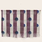 Burgundy Stripes and Navy Dots Modern Pattern Wall Hanging Gallery Image 1