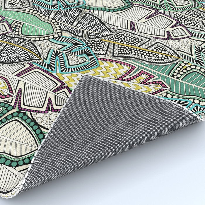 layered palm leaves Rug Gallery Image 4