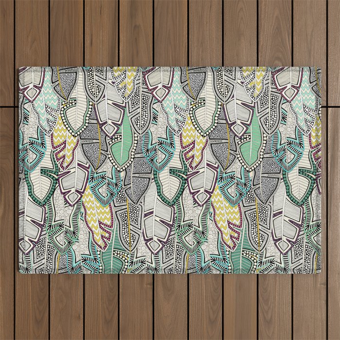layered palm leaves Outdoor Rug Gallery Image 1