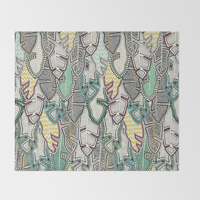 layered palm leaves Throw Blanket Gallery Image 2