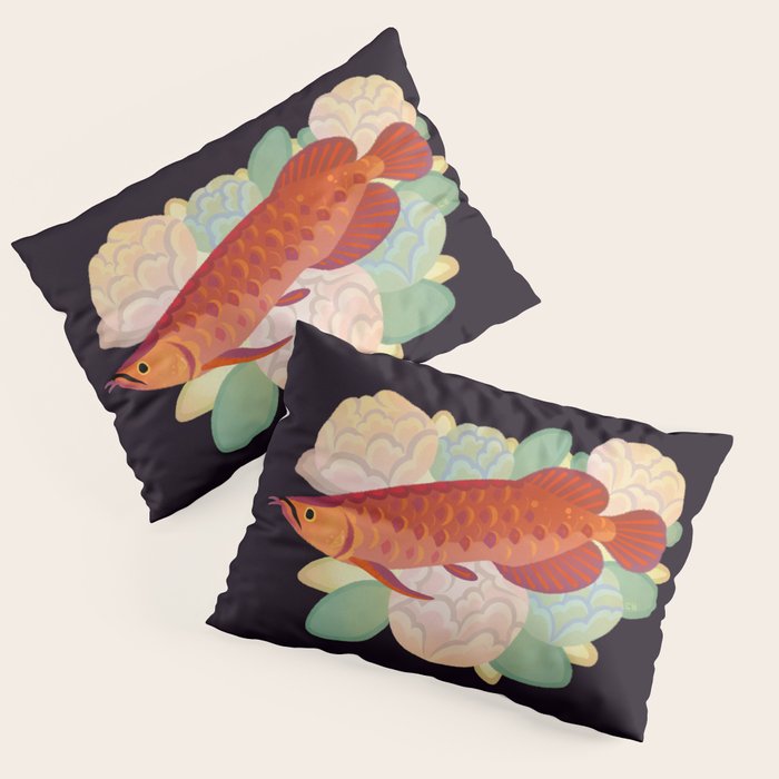 Arowana and peony 3 Pillow Sham Gallery Image 1