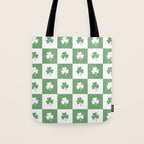 Shamrock Checkered Pattern Tote Bag Gallery Image 1