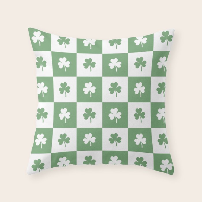 Shamrock Checkered Pattern Throw Pillow Gallery Image 1