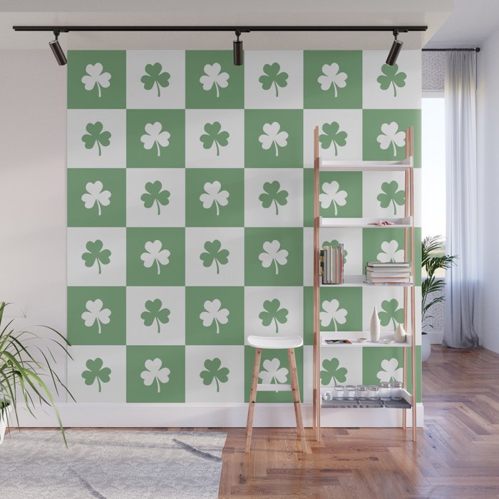Shamrock Checkered Pattern Wall Mural Gallery Image 1
